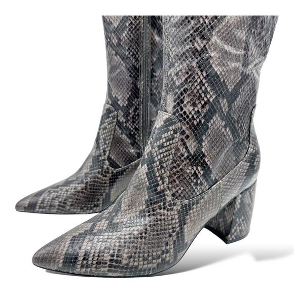 Marc‎ Fisher Women's Retie 2  Gray Leather Snake Skin Look Boots 8M US - Picture 4 of 14